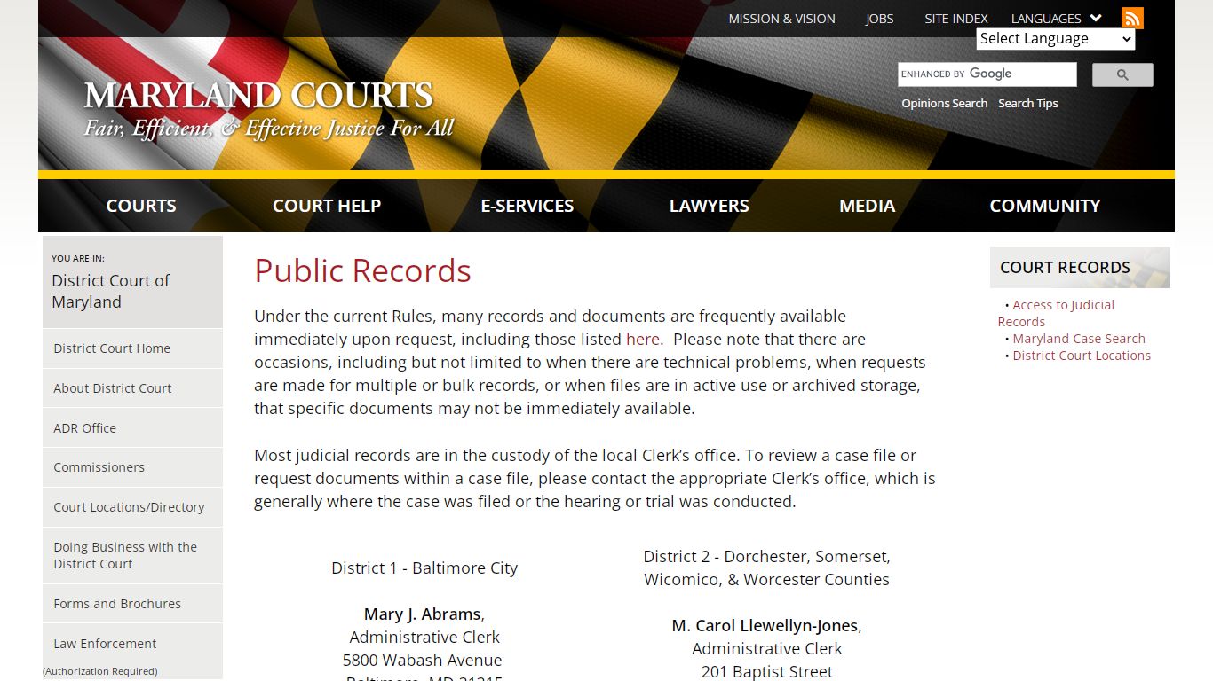 Public Records | Maryland Courts