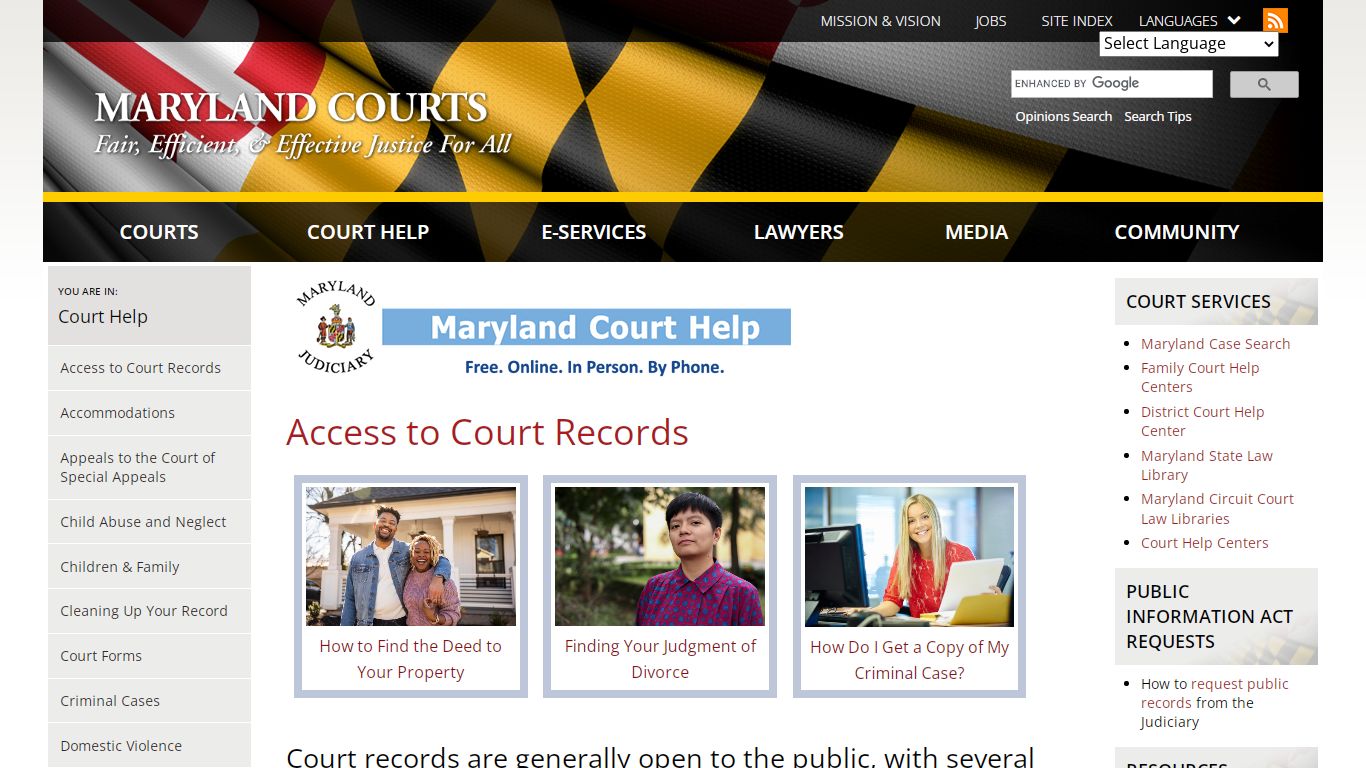 Access to Court Records | Maryland Courts